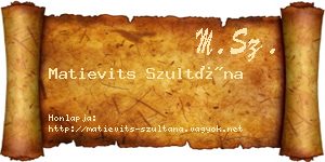 Matievits Szultána névjegykártya